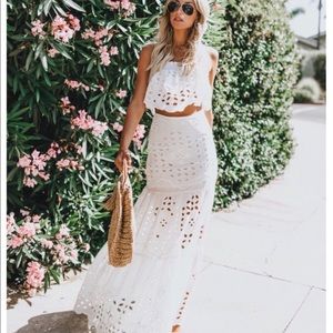 Two piece Eyelet White Maxi Dress